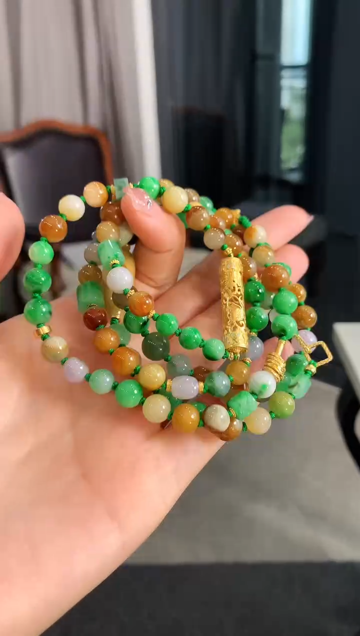 【闪购商品】翡翠颈饰18K金镶嵌珠串