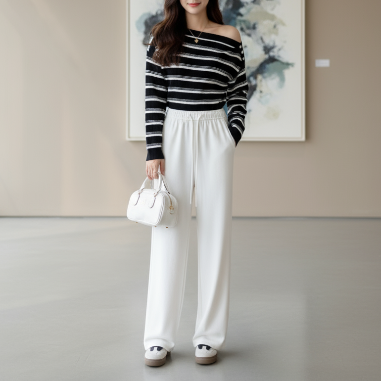 祥好服饰 新款高腰休闲直筒裤阔腿裤 625