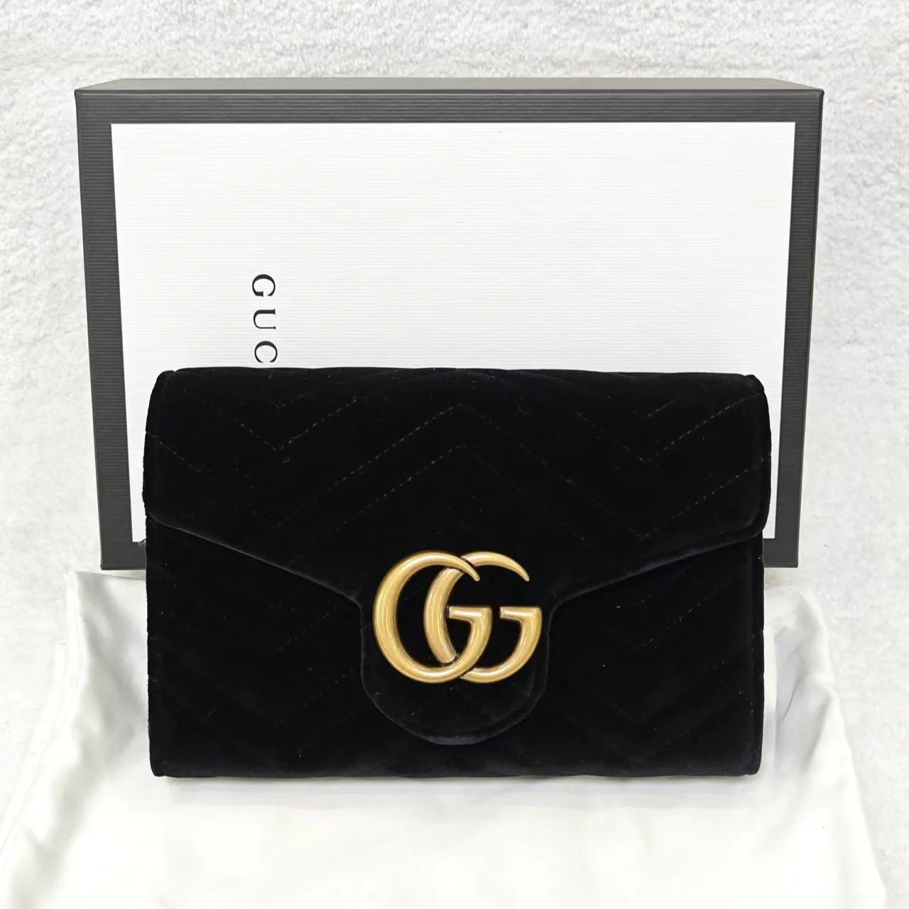 95新 GUCCI/古驰 【总仓】马蒙GG黑金 woc 链条包/BGH003700012