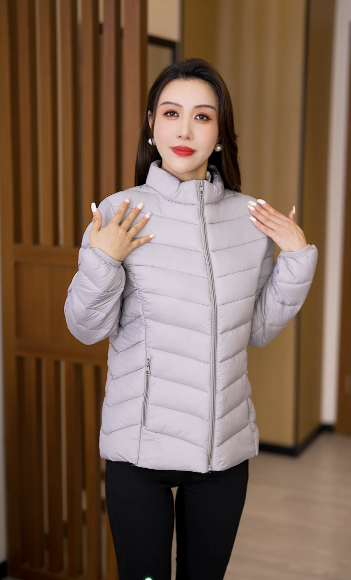 冬季大码轻薄棉服立领女款短款百搭修身保暖轻便时尚薄款外套