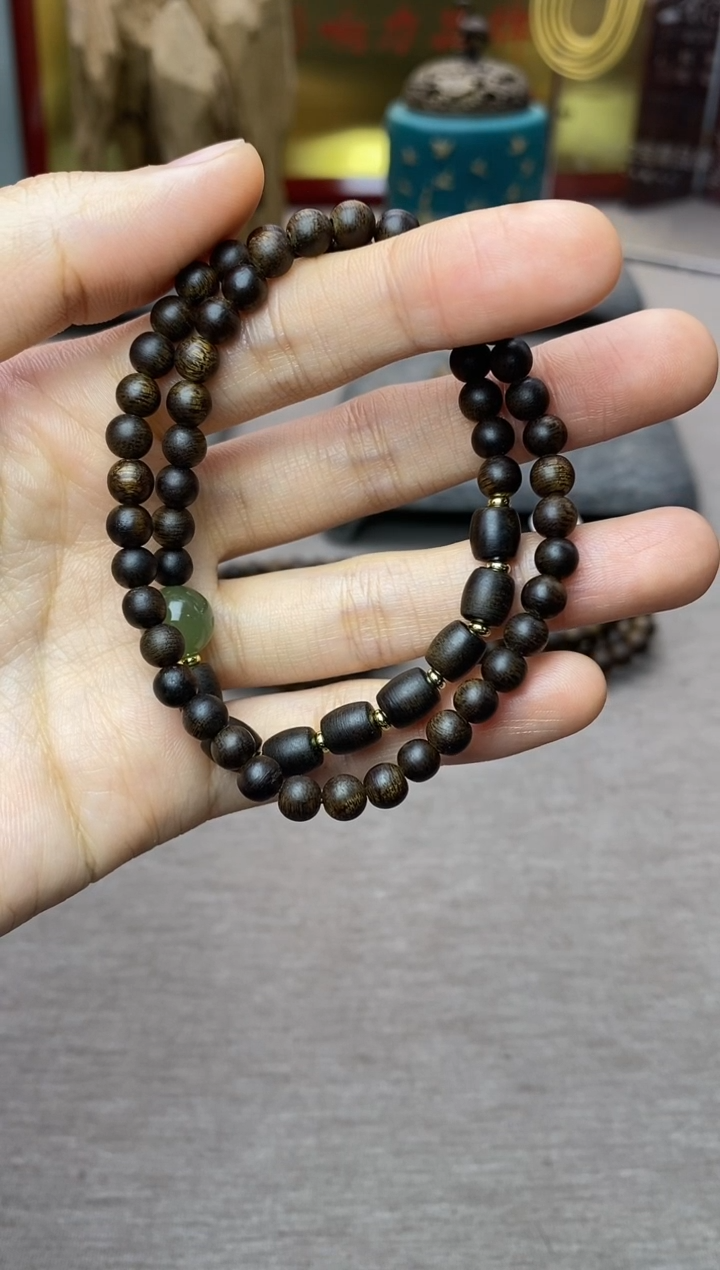 【闪购商品】沉香手串顺化紫棋05+白棋8颗 双圈沉水