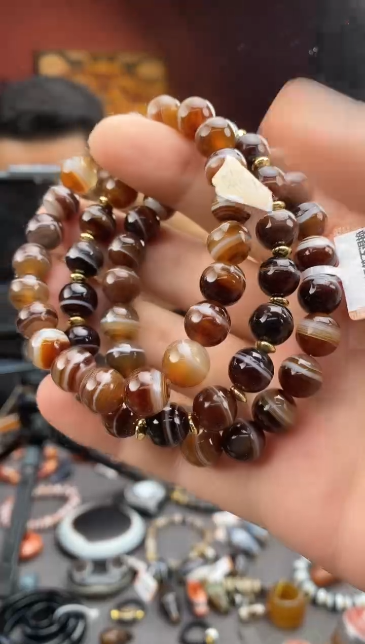 玛瑙/玉髓颈饰未镶嵌-1109 -30 天然的 颜色状态多样性发一条