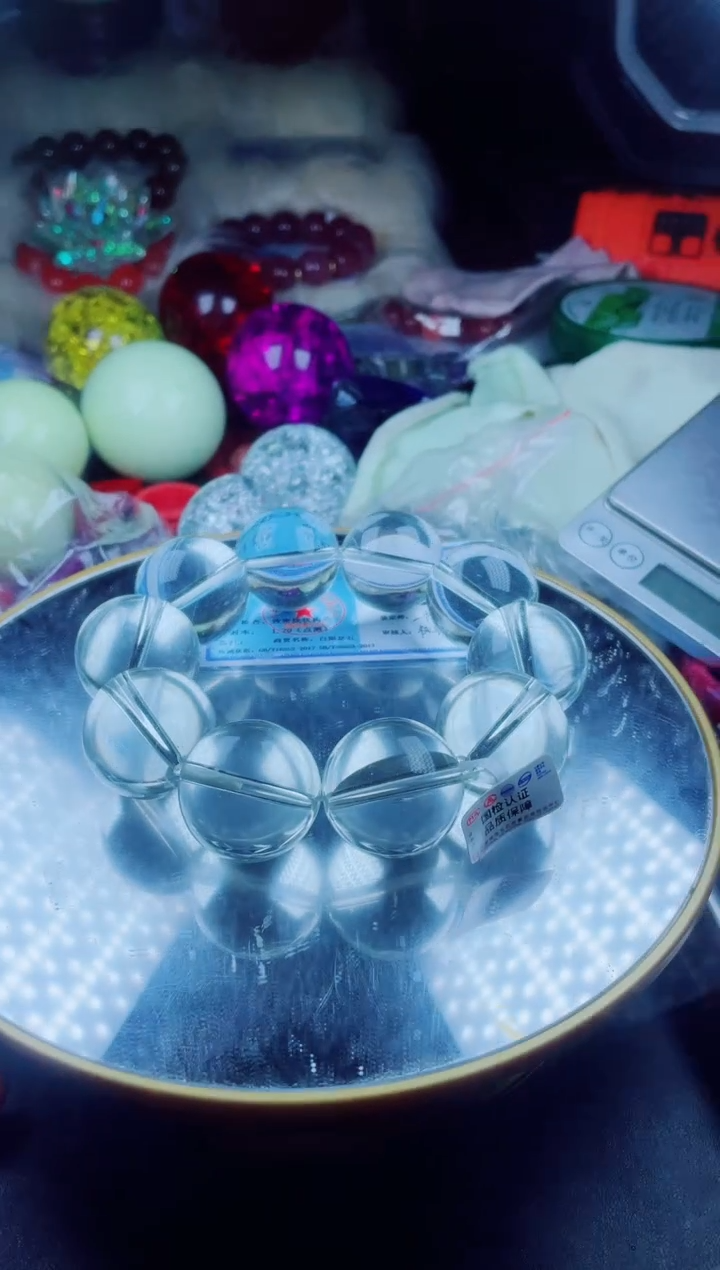 菱锰矿未镶嵌手串白冰陨晶手串卡30