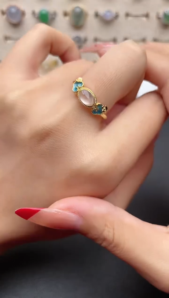 【闪购商品】翡翠戒指银S925镶嵌一物一证一礼盒