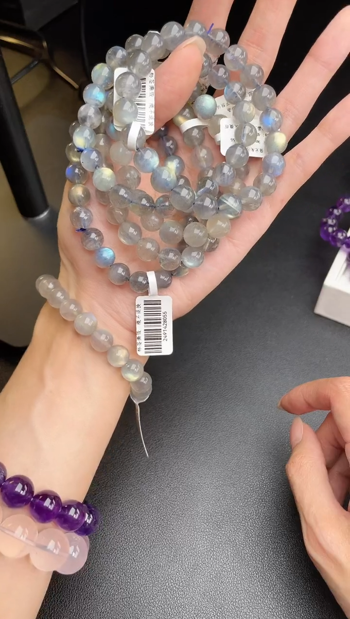 【闪购商品】水晶手链未镶嵌强光灰月光9mm