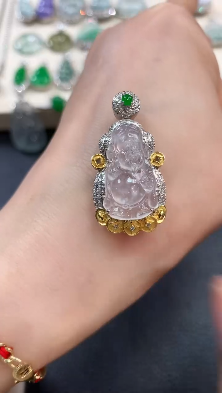 【闪购商品】翡翠吊坠(不含链)18K金镶嵌m28       