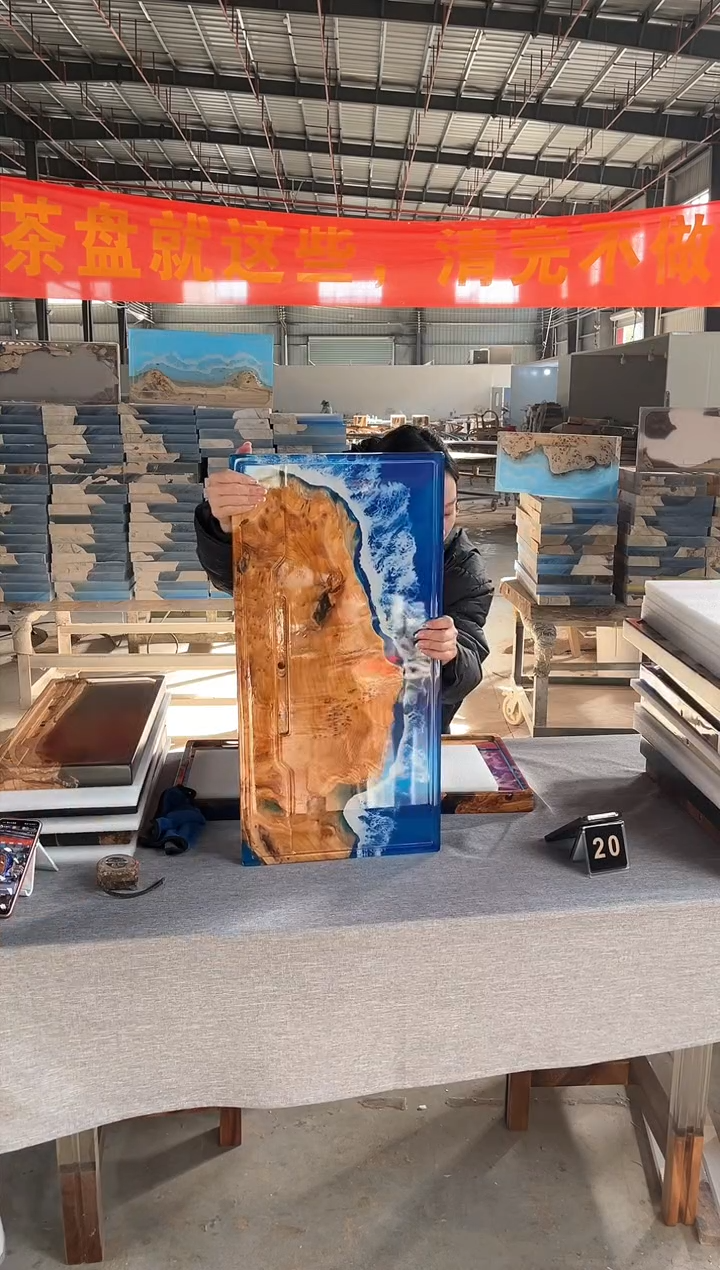 【闪购商品】70*35杉木瘤树脂实木茶盘