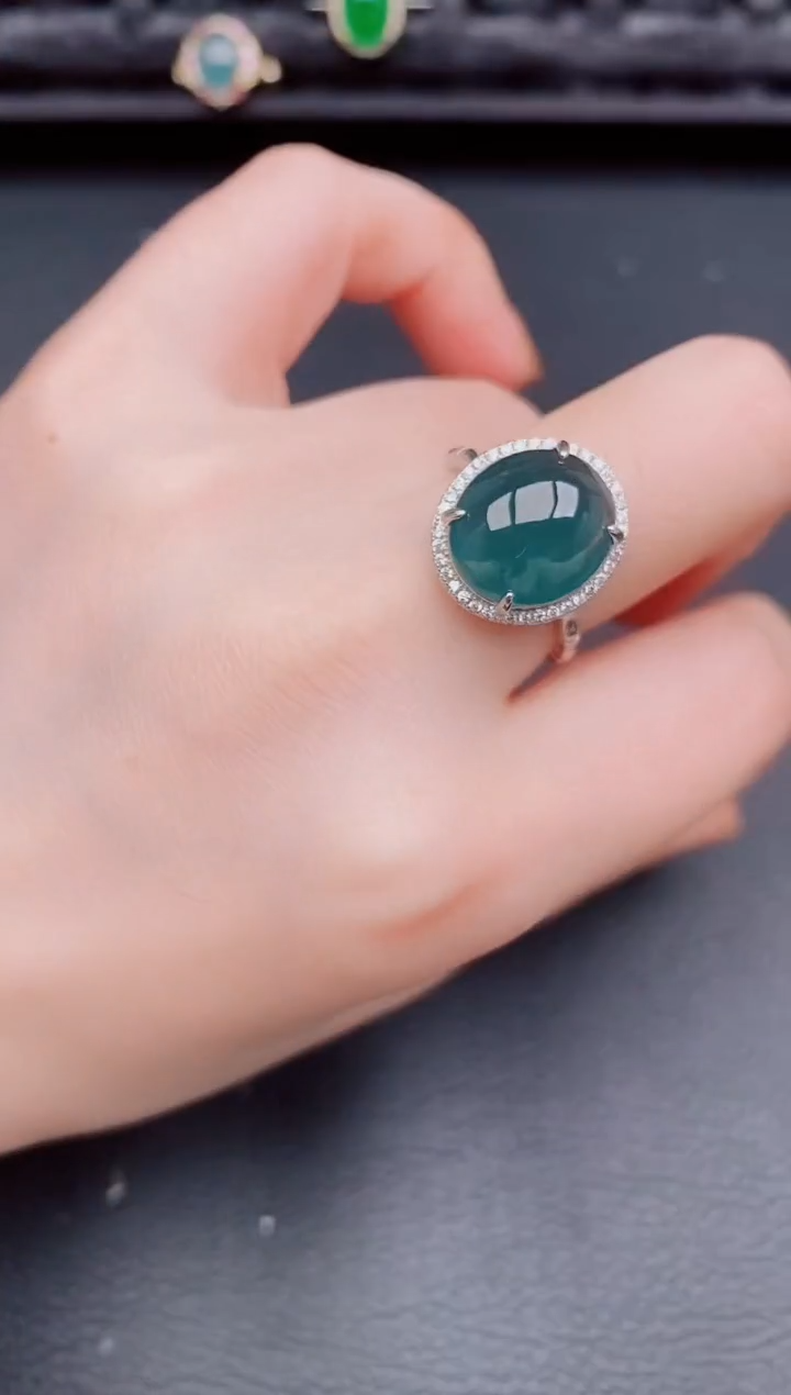 【闪购商品】翡翠戒指银S925镶嵌天然a货翡翠522