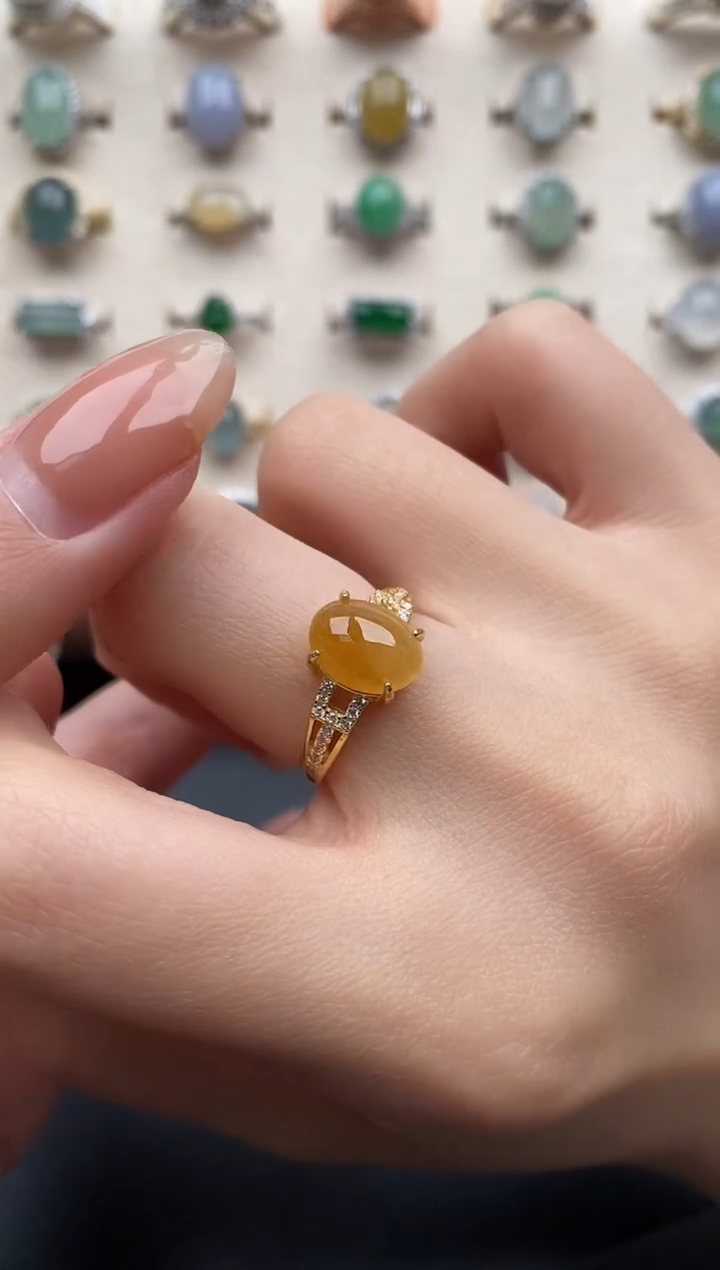 银S925镶嵌戒指翡翠一物一证一礼盒