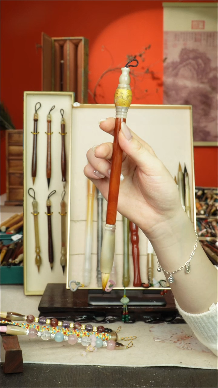 39号闪孤品高货毛笔链接 清水试笔 蘸墨不退