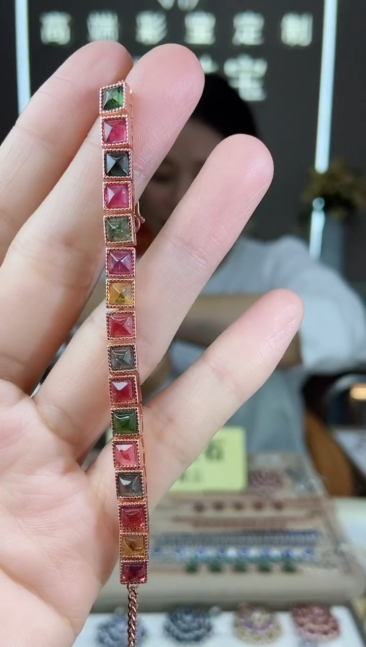 【闪购商品】碧玺手链银S925镶嵌手链