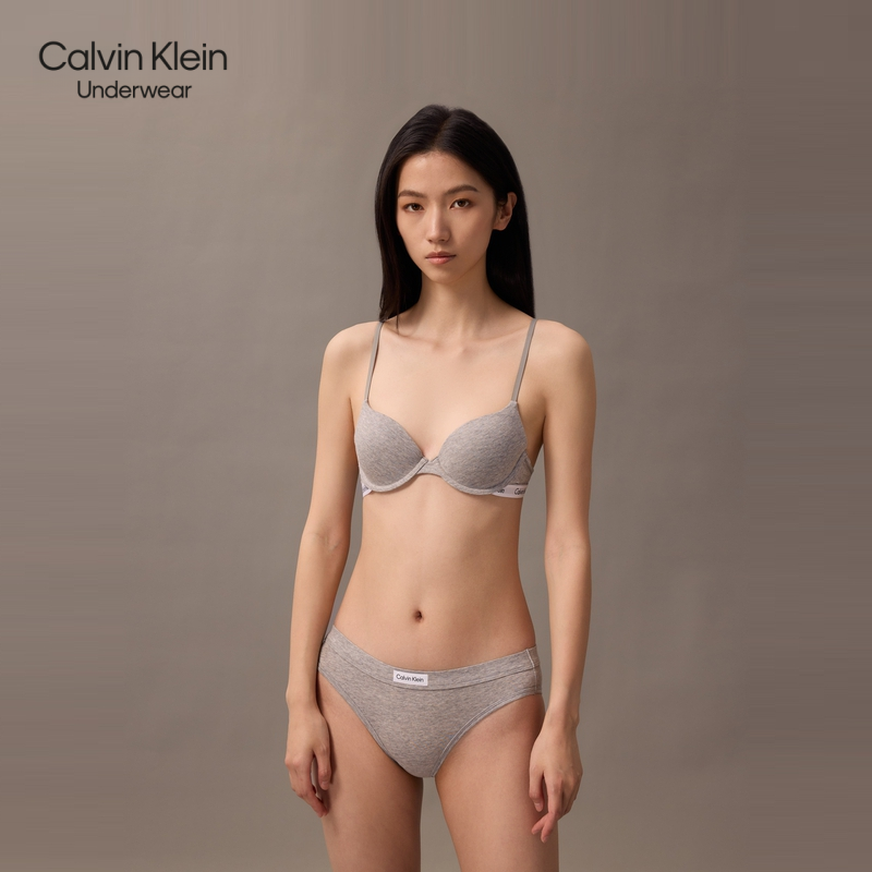 CK内衣25年新款女士经典字母提花舒适棉质薄衬垫3/4文胸