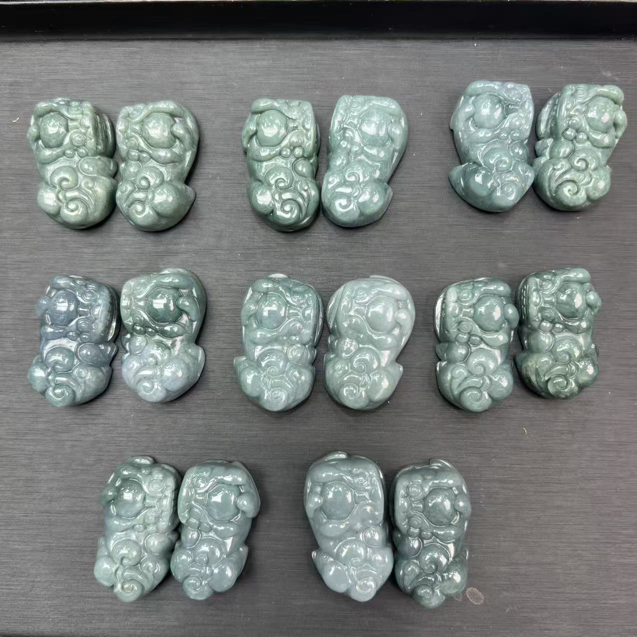 A5406X2-A货翡翠霸王貔貅吊坠一对-配绳