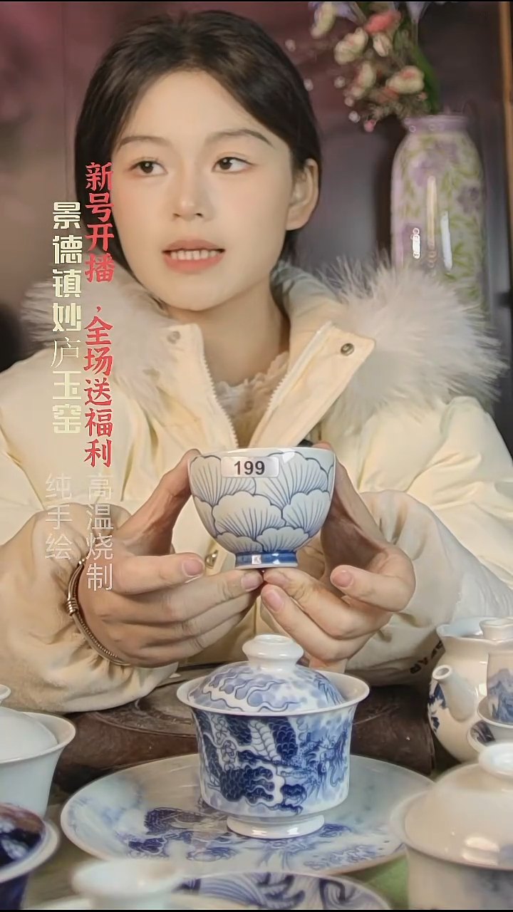 盘陶妙庐玉窑鸡心杯199微瑕