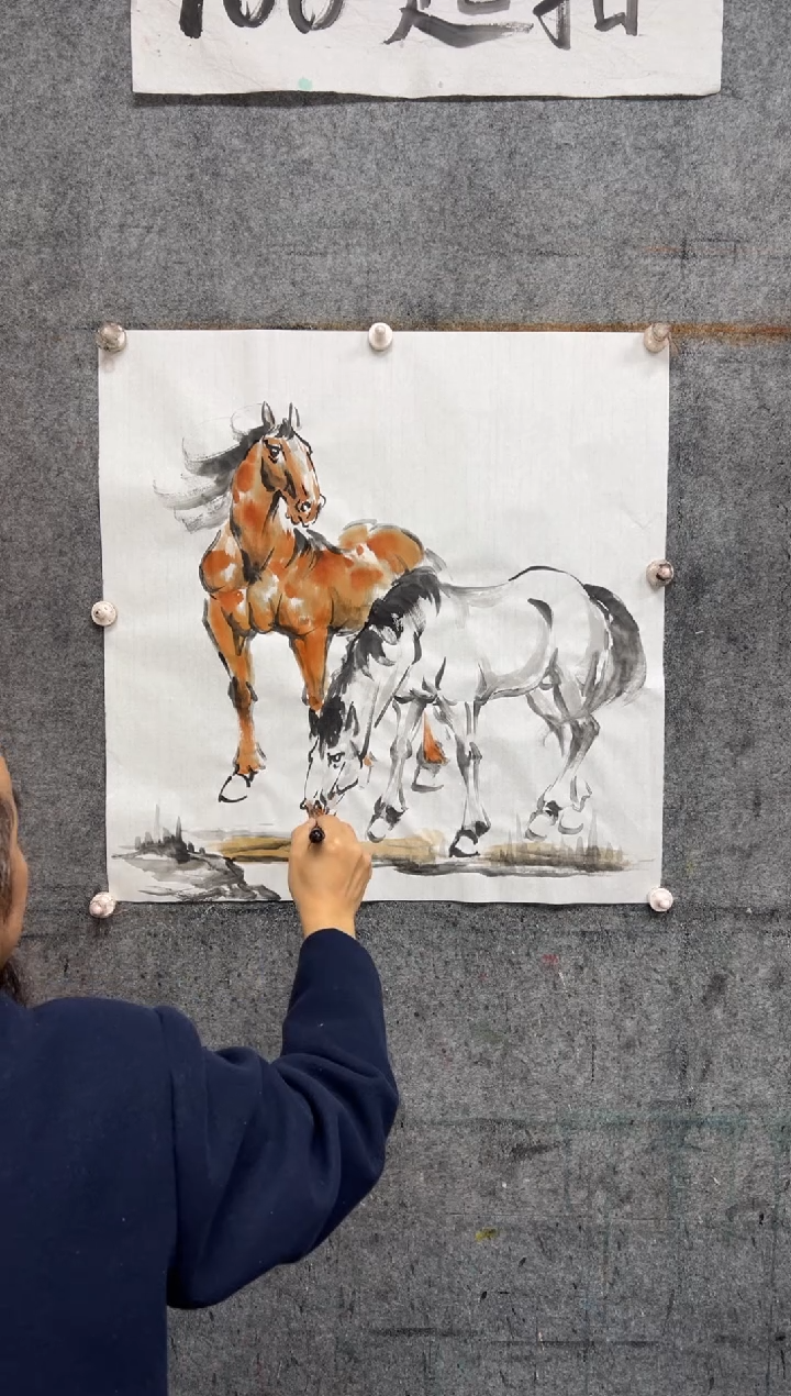 【闪购商品】国画双骏呈祥  带收藏证书