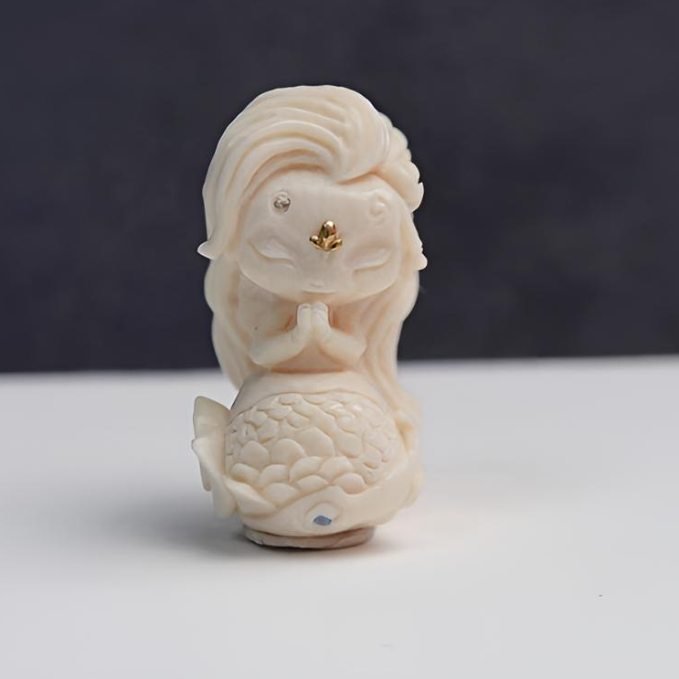 猛犸牙雕长发人鱼雕刻