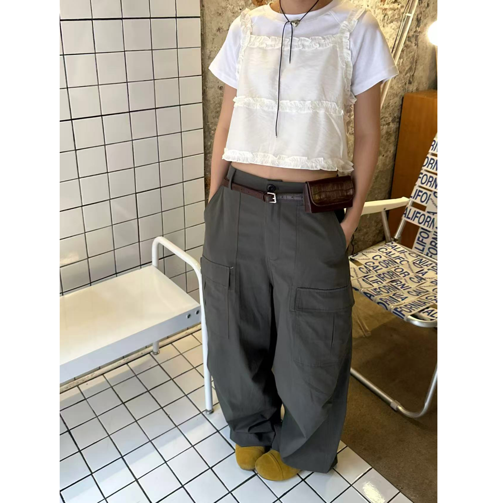 SANBARA-夏季新款口袋设计工装休闲裤#88558