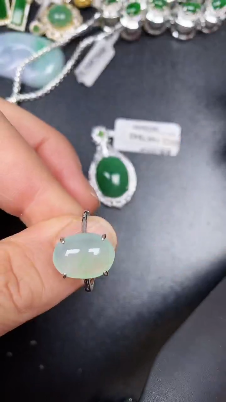 银S925镶嵌戒指翡翠9100