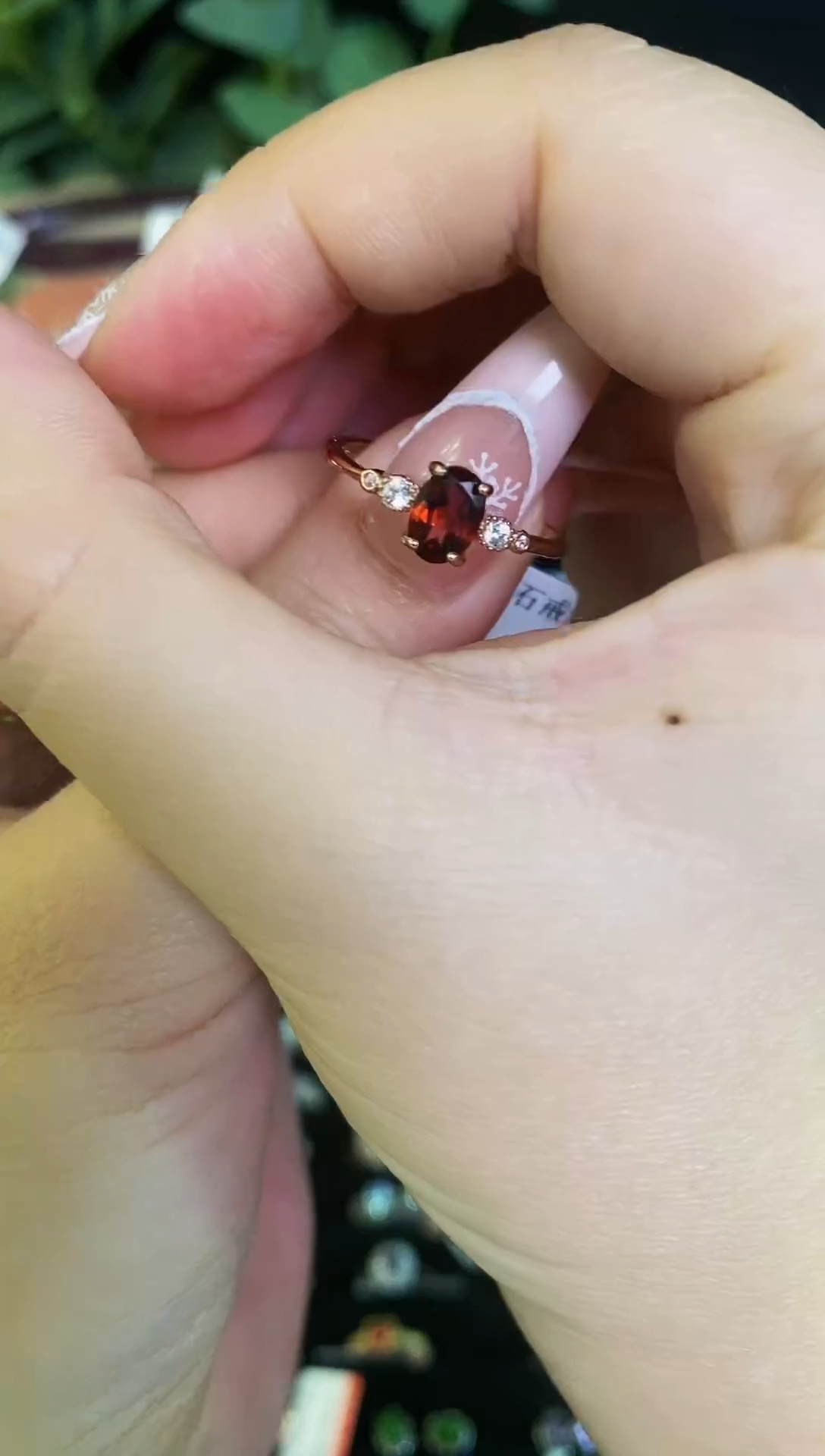 【闪购商品】石榴石戒指银S925镶嵌戒指