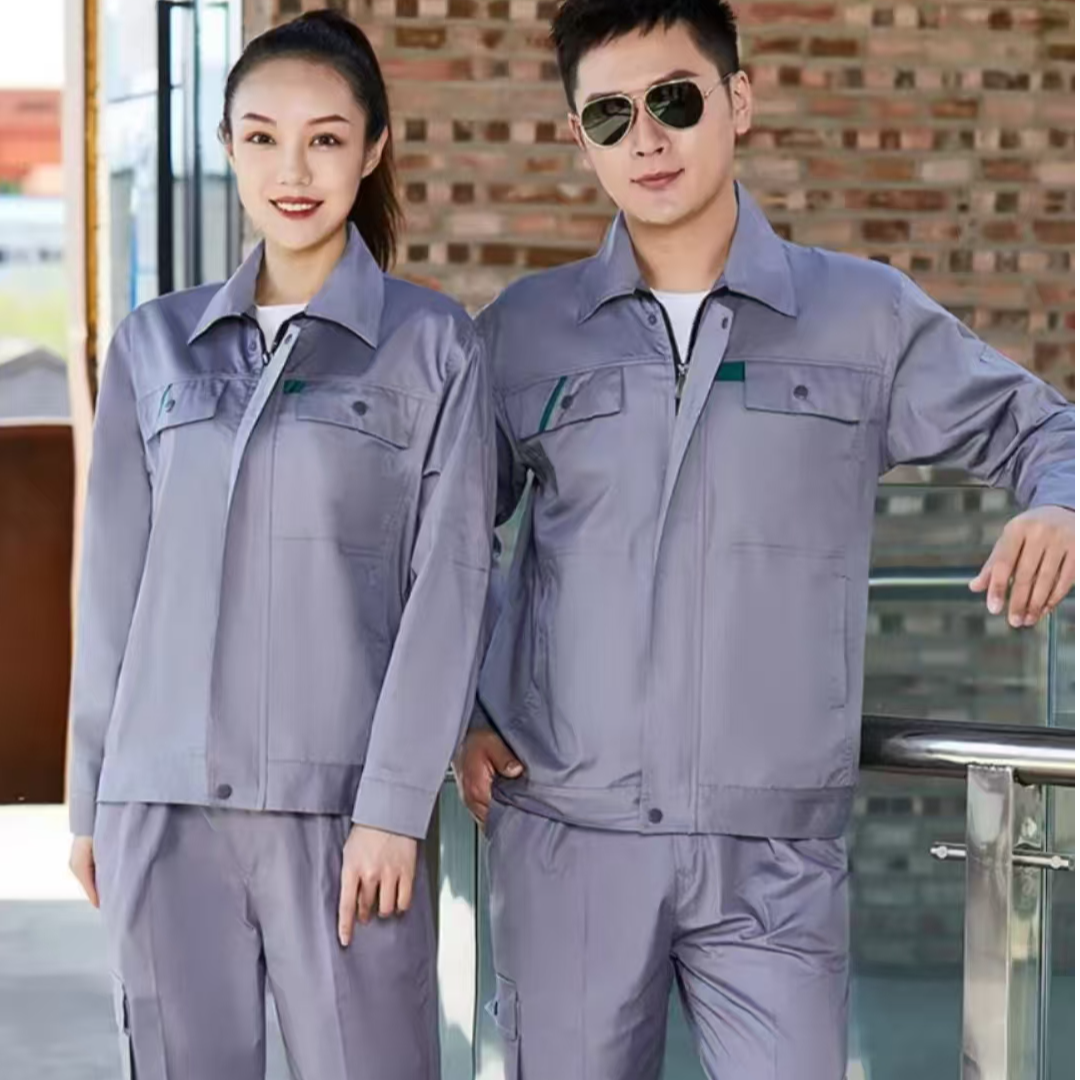 2025纯棉男装工作服裤子套装耐磨长袖工作服服装工服上衣秋季春秋