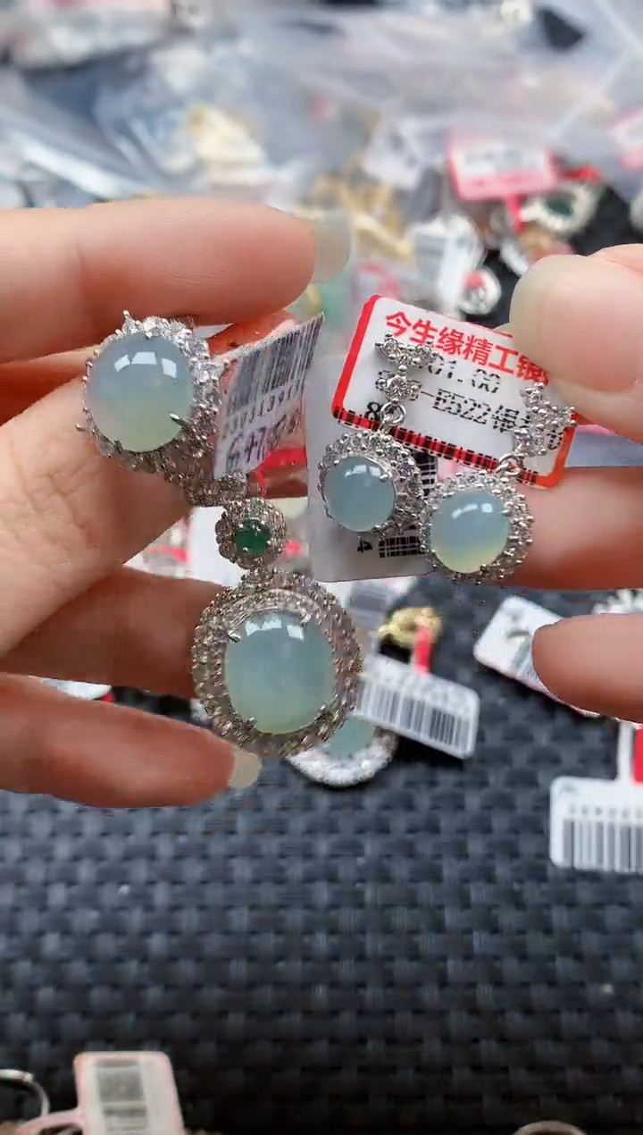 银S925镶嵌戒指翡翠天然A货缅甸翡翠