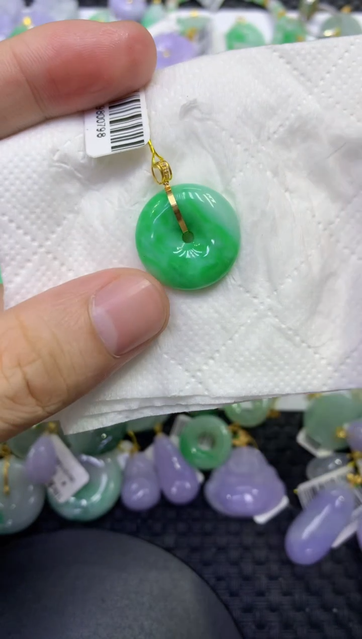 颈饰18K金镶嵌翡翠天然缅甸A货翡翠