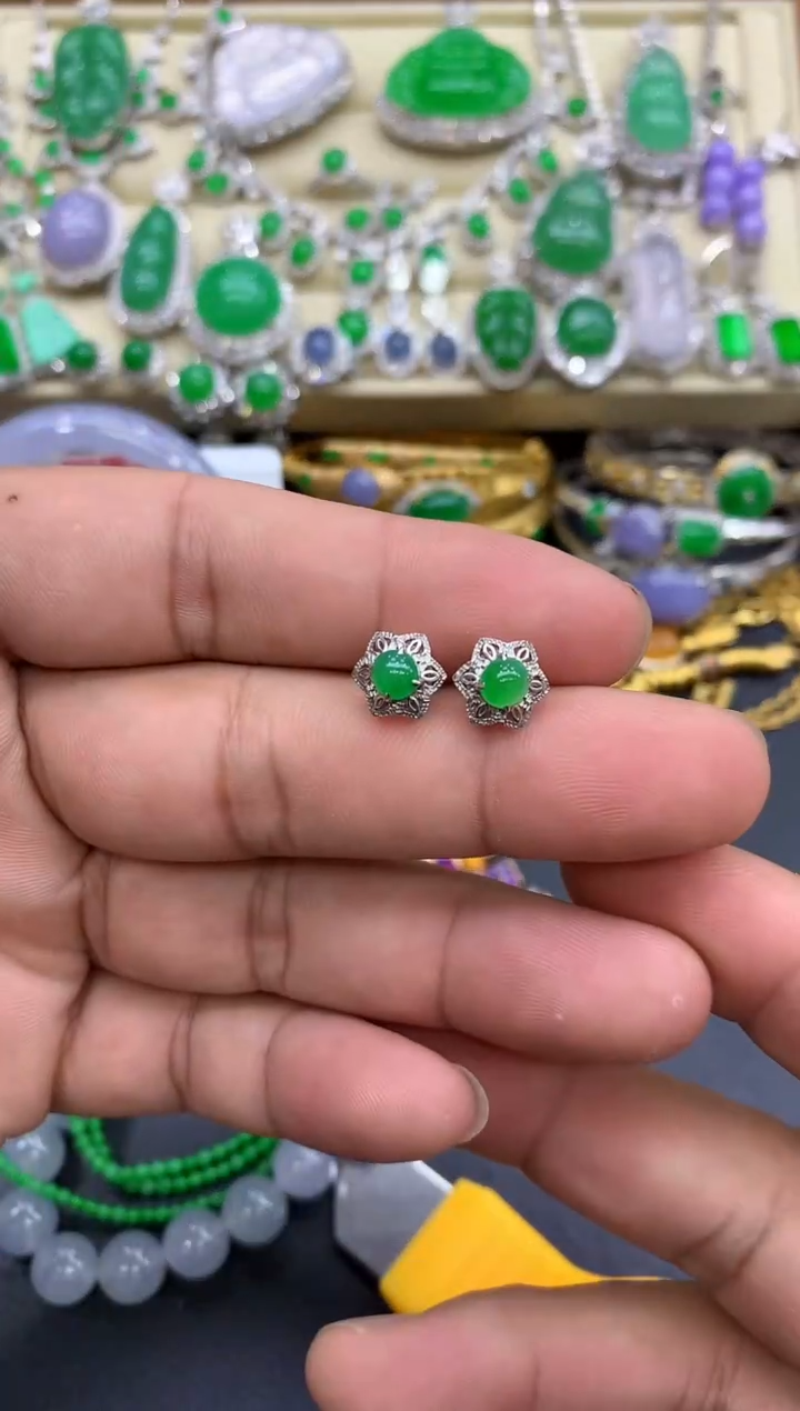 18K金镶嵌翡翠耳饰159-中国好珍宝