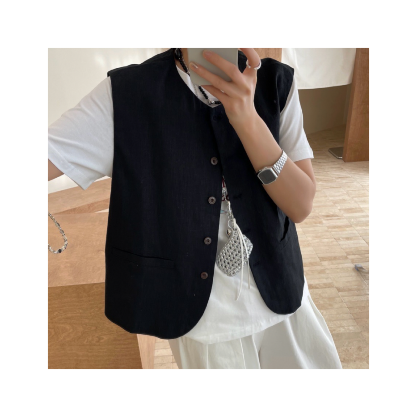 PLUR·PAN高级感无袖上衣叠穿马甲