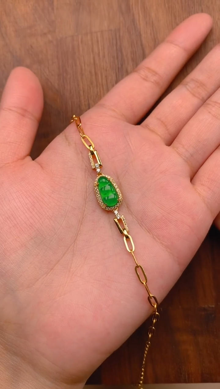 【闪购商品】翡翠手链银S925镶嵌豆子手链