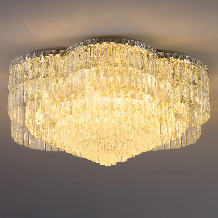 2025新款简约客厅卧室阳台圆形轻奢吸顶水晶灯创意高端大气灯具