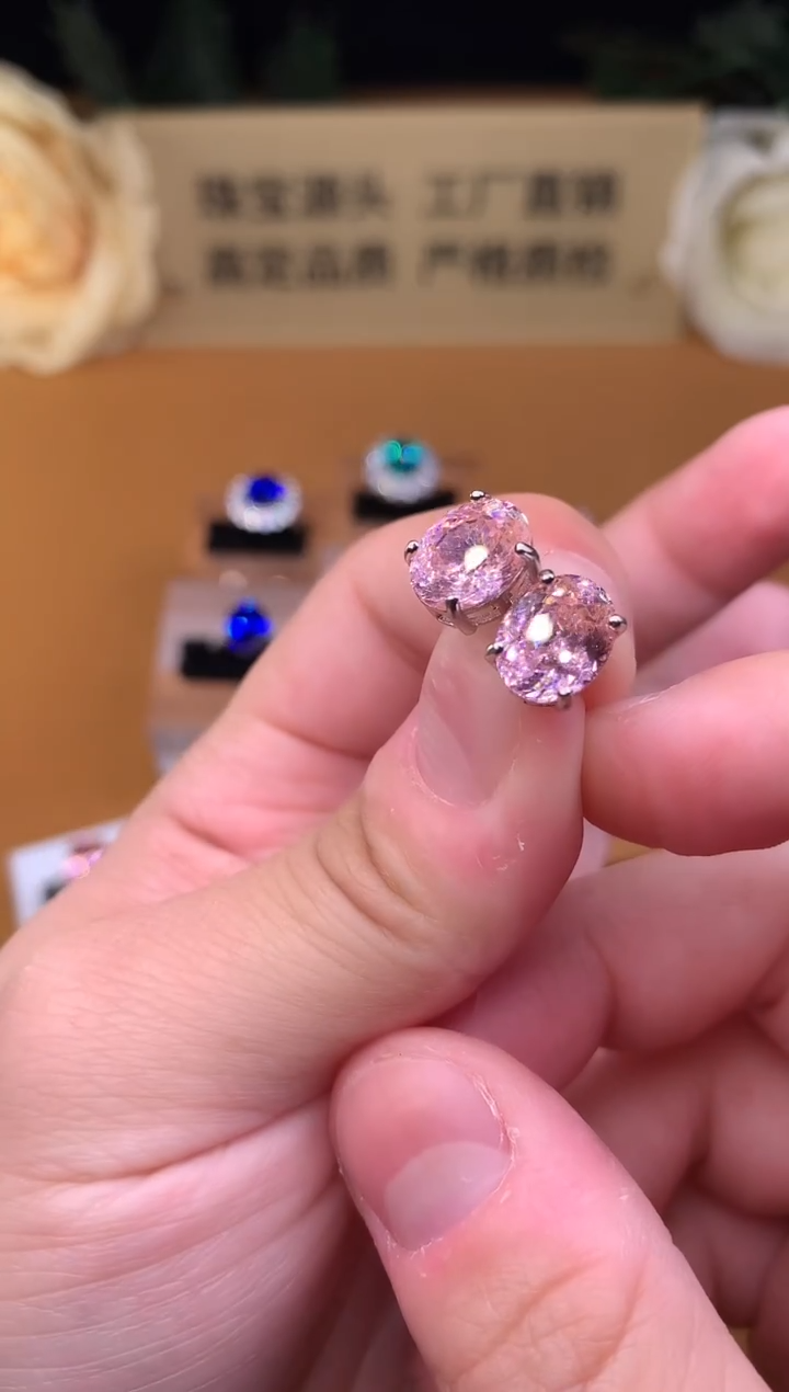 银S925镶嵌耳钉双色碧玺3333