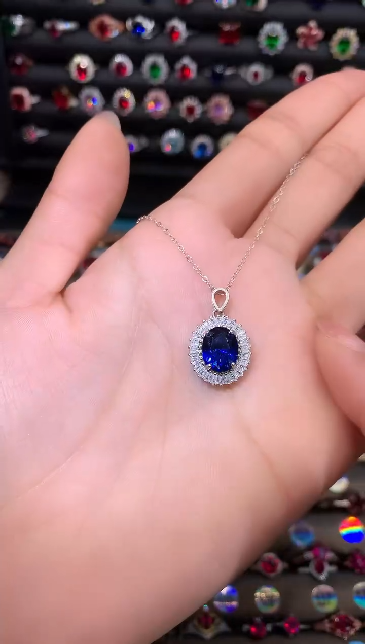 【闪购商品】蓝宝石颈饰银S925镶嵌911