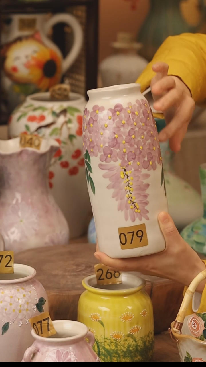 陶瓷景德镇设计师手作花器摆件侘寂风@M079@