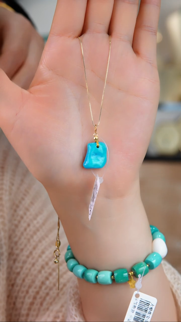 银S925镀金镶嵌绿松石吊坠(不含链)多样性发货