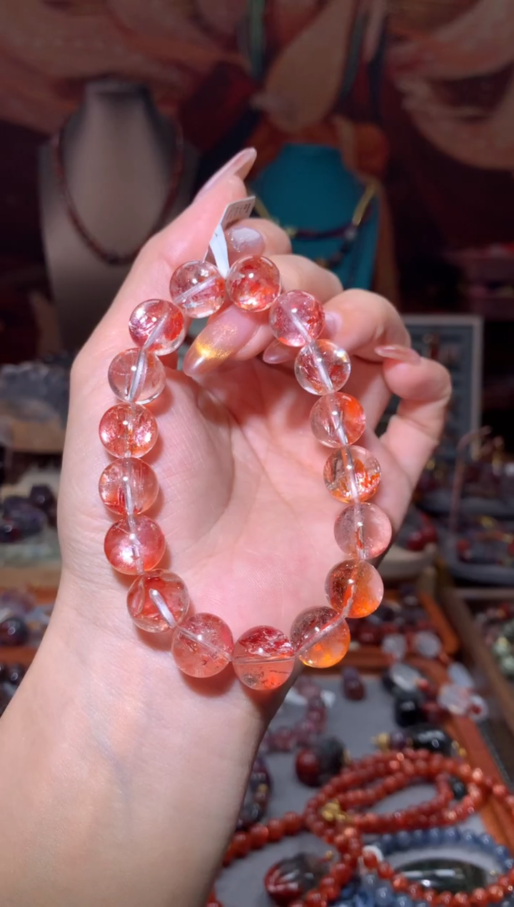 未镶嵌珠宝半成品水晶用****7锦鲤胶花手串12+mm