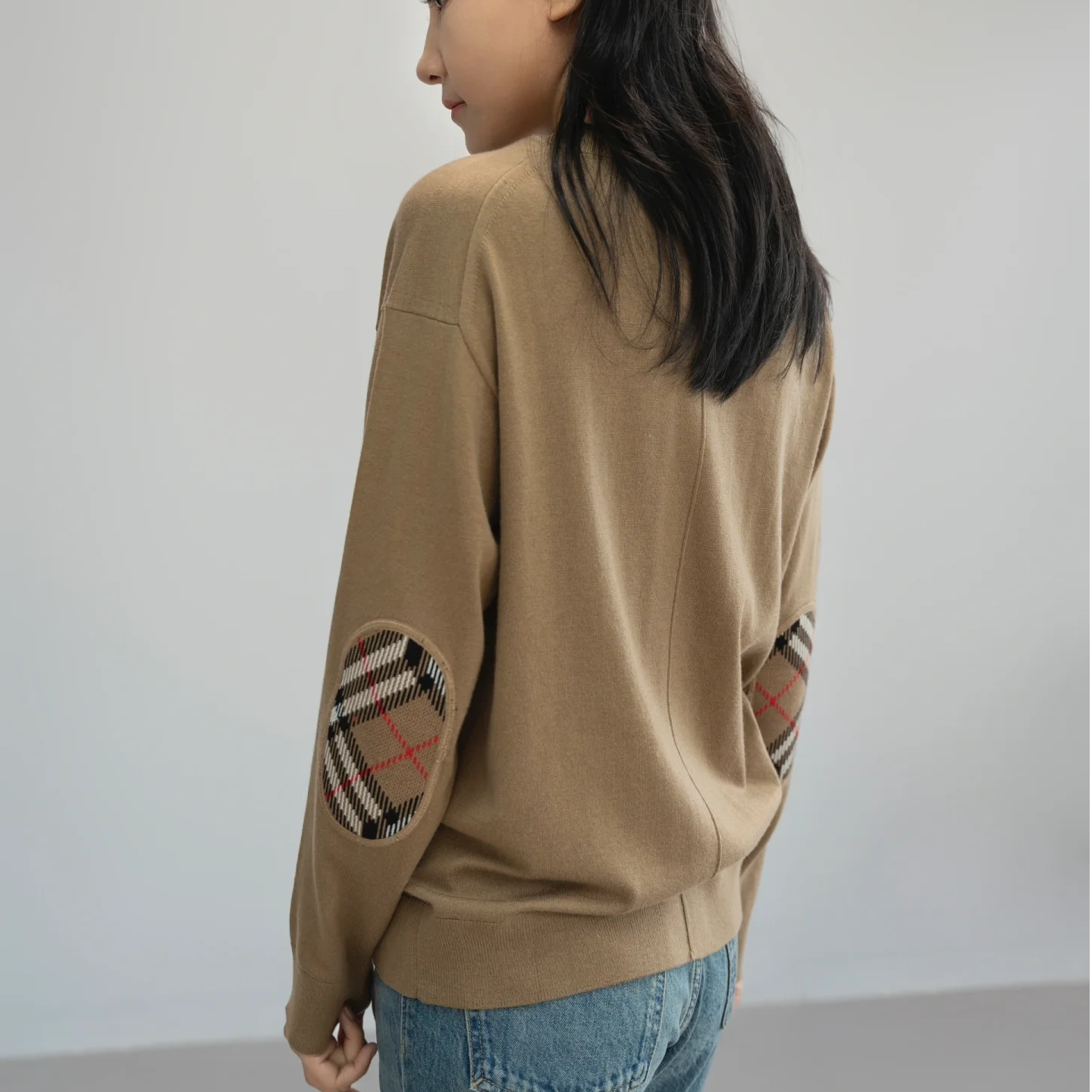 未使用 BURBERRY/博柏利 花花特价装饰套头格纹羊毛衫针织衫