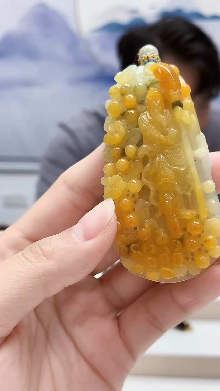 未镶嵌定制翡翠5060lr-毛货挂件44