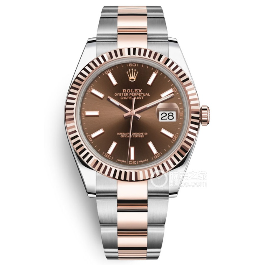 未使用 Rolex/劳力士 日志126331/41表径咖盘条刻/25年全套男腕表