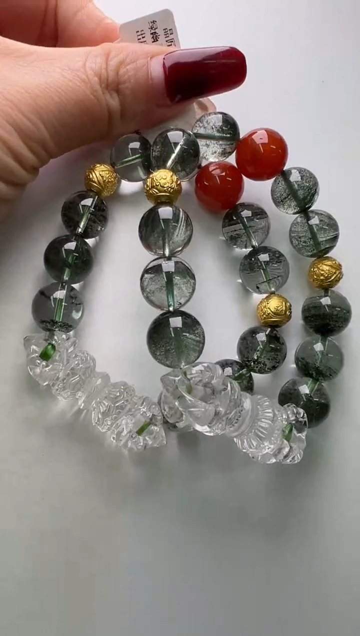 【闪购商品】水晶手串未镶嵌绿幽灵鼎泰设计手串多样性发一Z20299