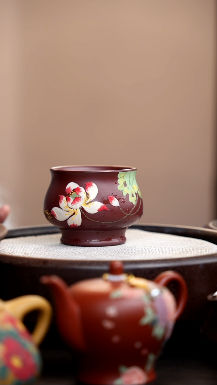 茶壶紫砂紫泥荷花将军杯