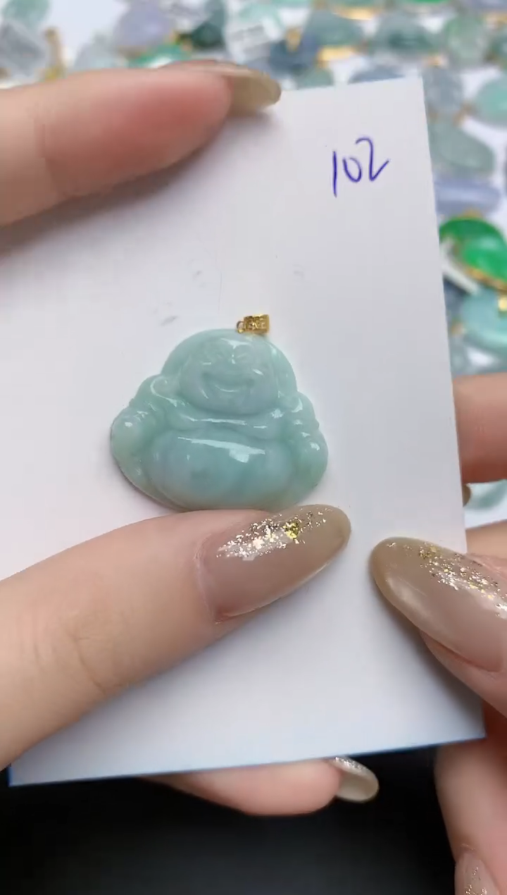 【闪购商品】翡翠颈饰18K金镶嵌天然缅甸翡翠A货