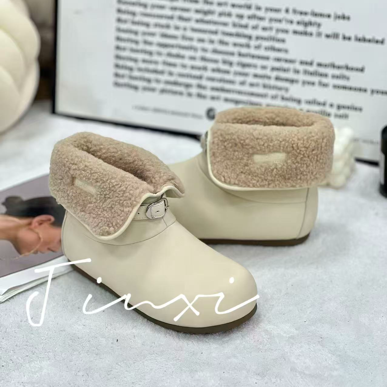 冬日小暖炉-可翻折防水雪地靴3cm-HGX251107