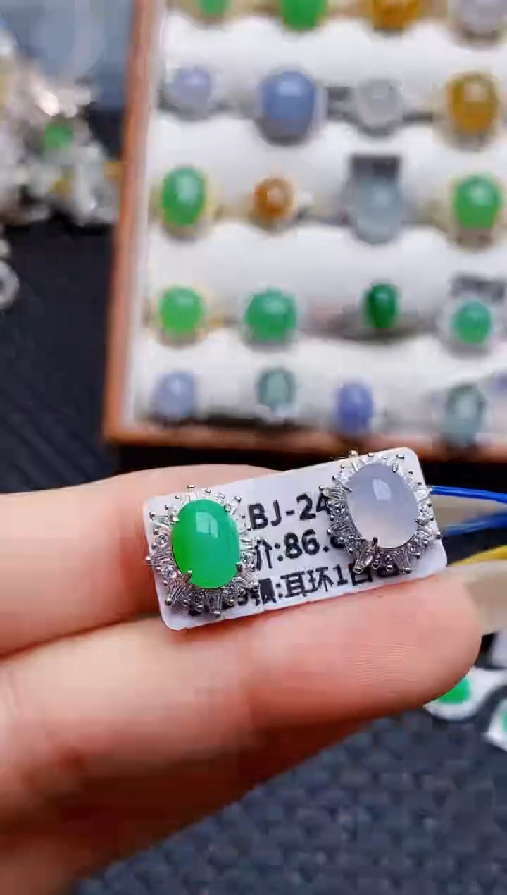 银S925镶嵌戒指翡翠6109