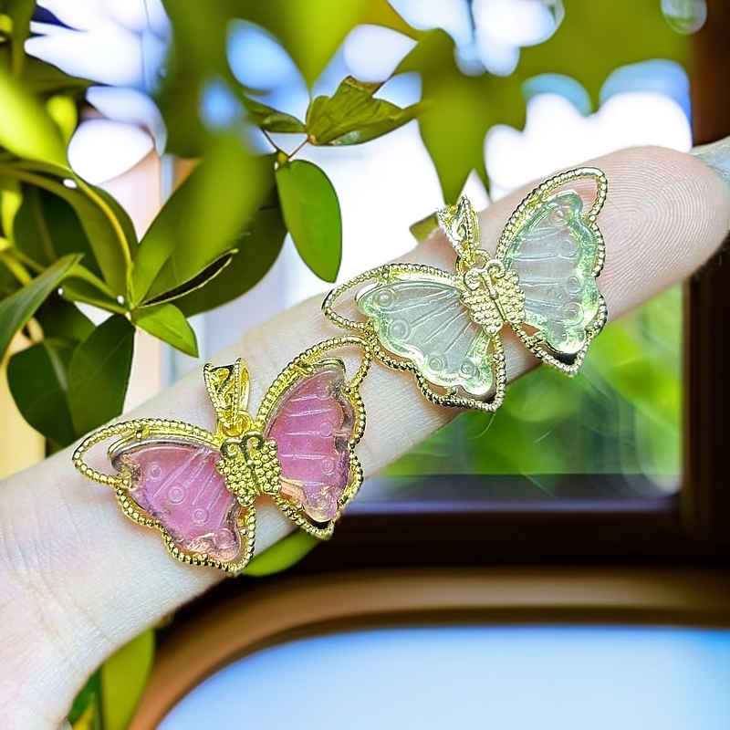 CT3623（玉姐珠宝）萤石蝴蝶吊坠-配绳-多样性只发一件