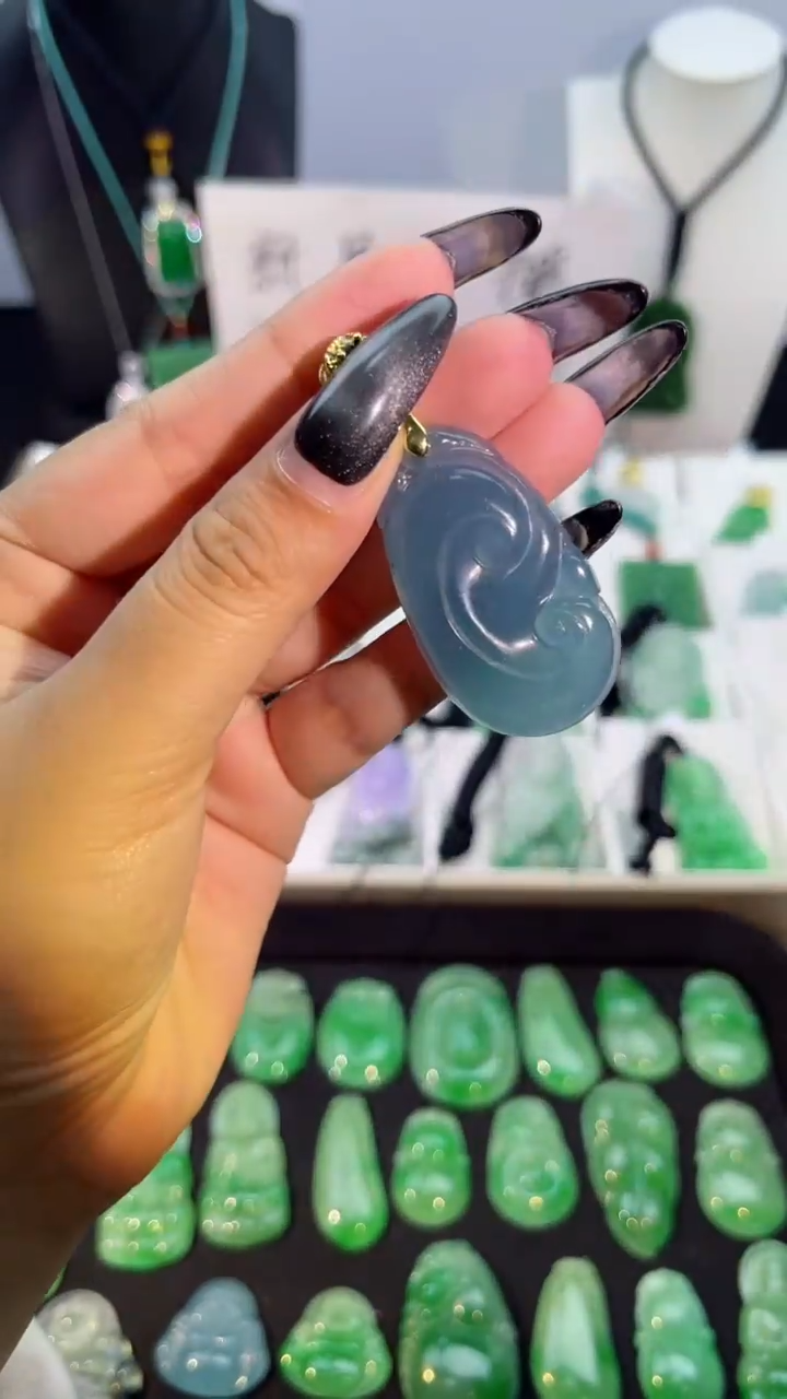 【闪购商品】翡翠手串银S925镶嵌翡翠颈饰925银镶嵌天然翡翠吊坠