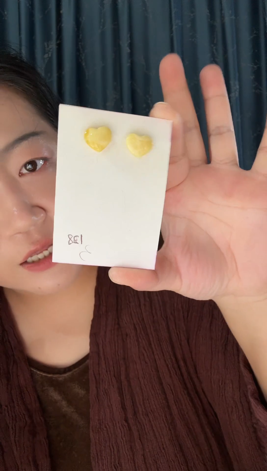 蜜蜡未镶嵌耳饰蜜蜡爱心耳钉