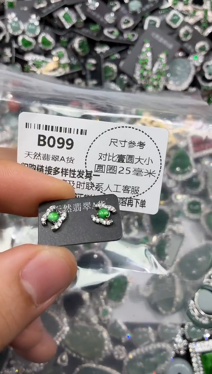 颈饰未镶嵌翡翠B099耳钉