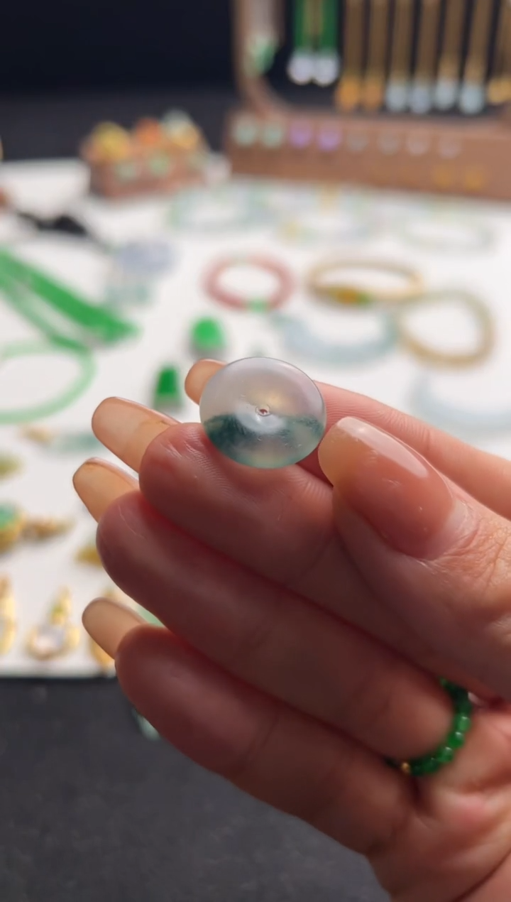 【闪购商品】定制翡翠未镶嵌飘花平安扣950+95-lhp120