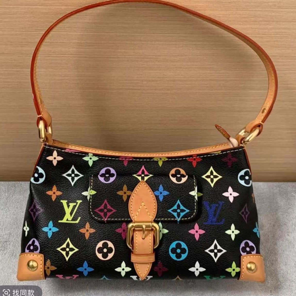 95新 LouisVuitton/路易威登 【安则专属】黑三彩腋下包