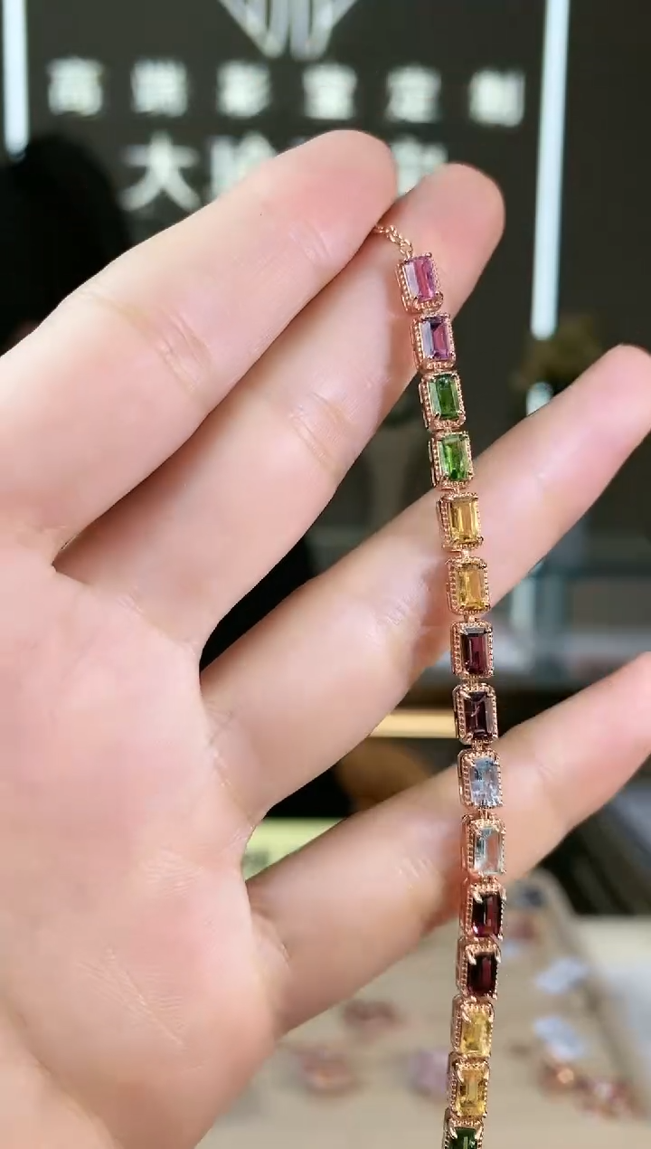 【闪购商品】碧玺手链银S925镶嵌手链